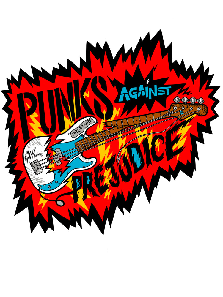 Punks Against Prejudice Guitar Glitter Sticker