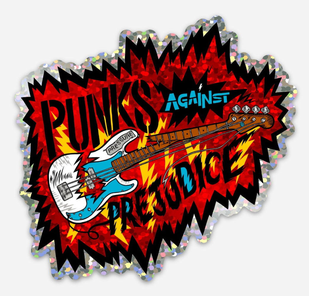 Punks Against Prejudice Guitar Glitter Sticker