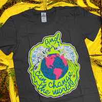 Ghoulish Grey Knit And Purl Can Change The World Skeinhead T-Shirt