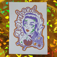 Skeinhead Halloween Orange & Green Philomena Knitting Punk Sticker Pack