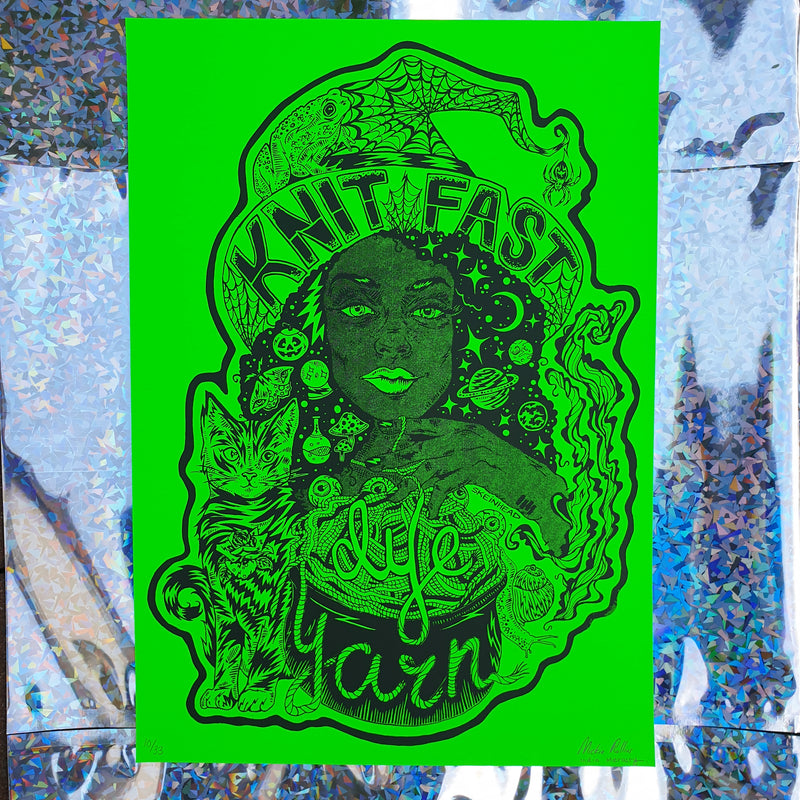 Knit Fast, Dye Yarn Fluorescent Acid Green Print