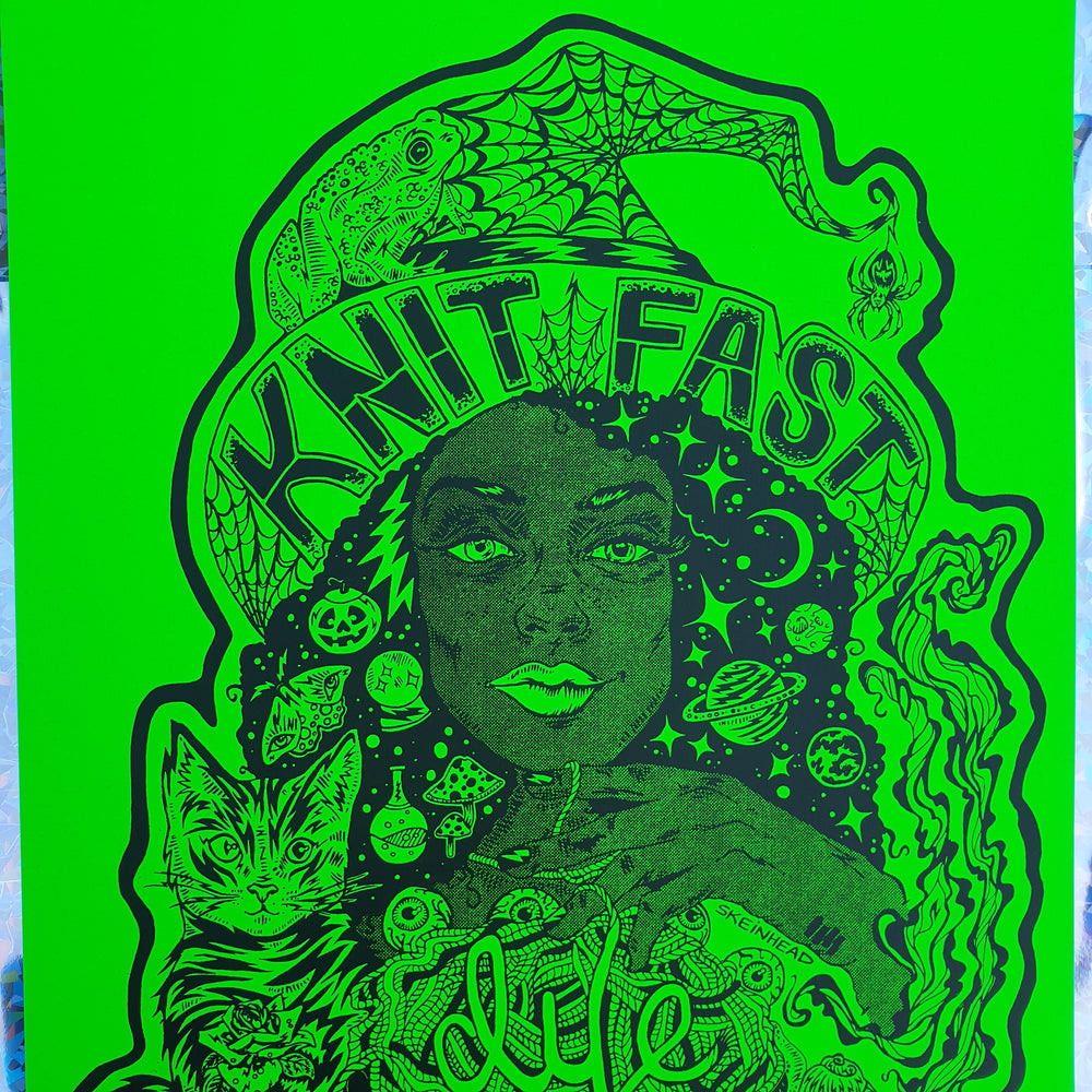Knit Fast, Dye Yarn Fluorescent Acid Green Print