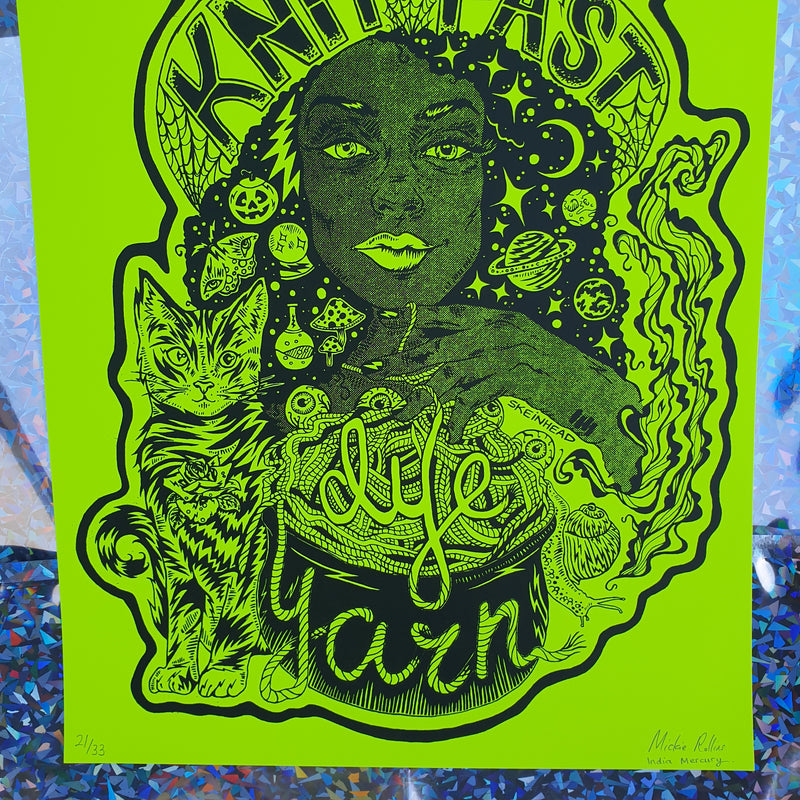 Knit Fast, Dye Yarn Fluorescent Highlighter Yellow Print