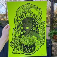 Knit Fast, Dye Yarn Fluorescent Highlighter Yellow Print