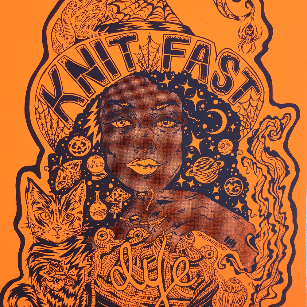 Knit Fast, Dye Yarn Fluorescent Blast Orange Print