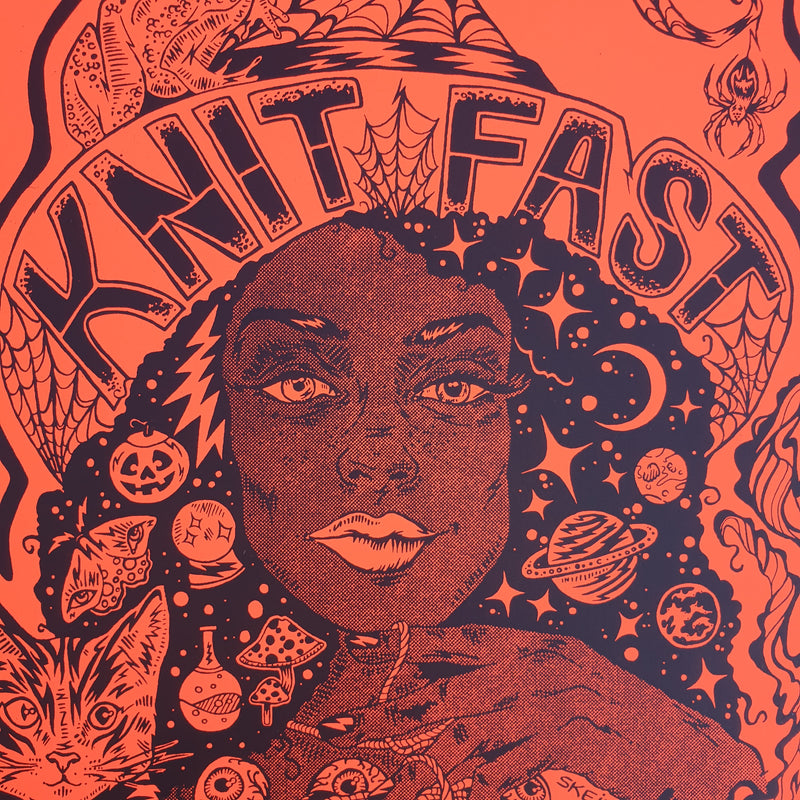 Knit Fast, Dye Yarn Fluorescent Blaze Red Print