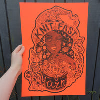 Knit Fast, Dye Yarn Fluorescent Blaze Red Print