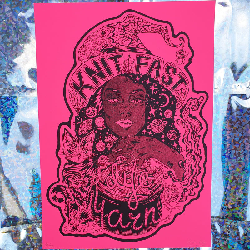 Knit Fast, Dye Yarn Fluorescent Hot Pink Print