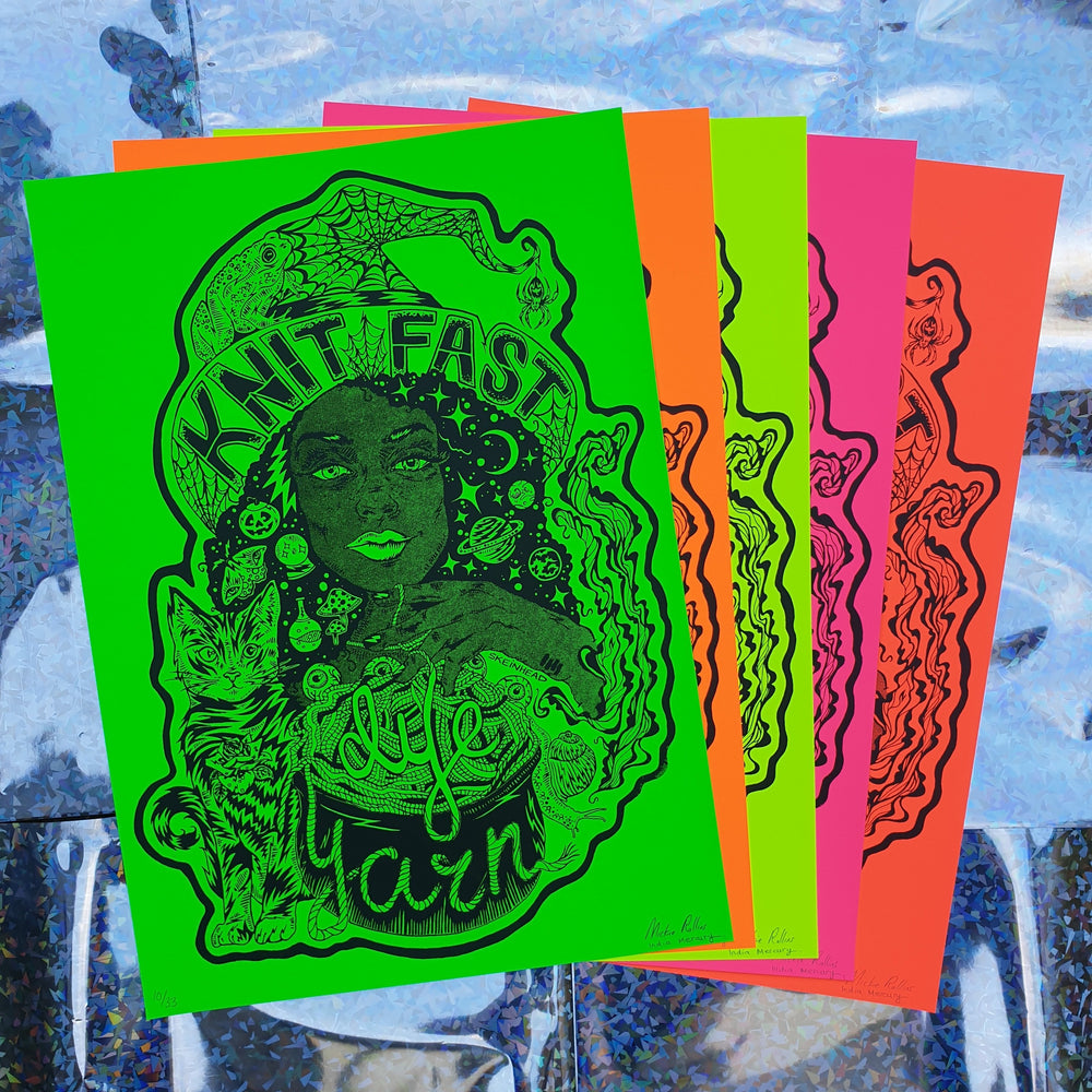 Knit Fast, Dye Yarn Fluorescent Acid Green Print