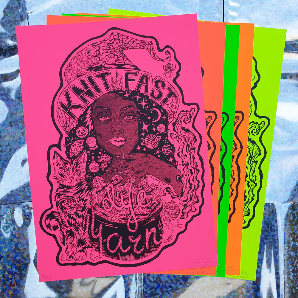 Knit Fast, Dye Yarn Fluorescent Hot Pink Print