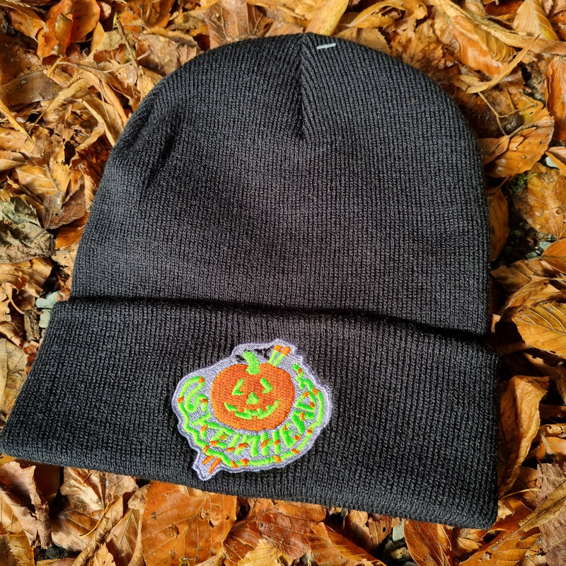 Skeinhead Pumpkin Black Halloweenie Beanie