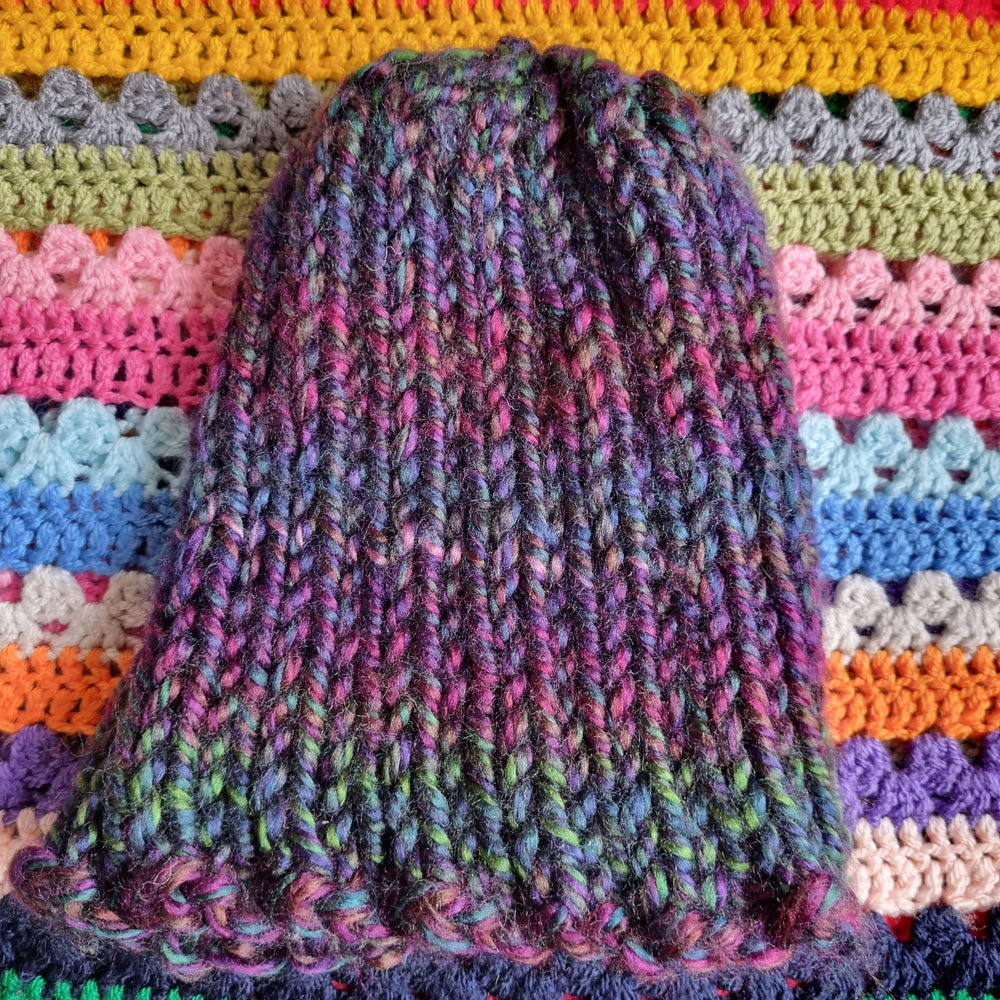 Cloudbusting Kate Bush Oil Slick Split Knitted Hat