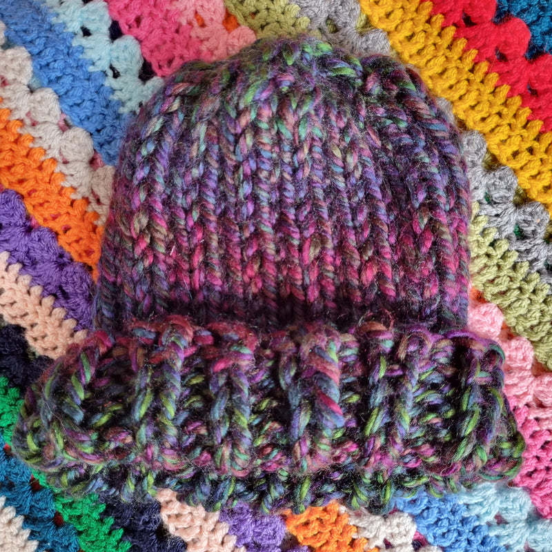 Cloudbusting Kate Bush Oil Slick Split Knitted Hat