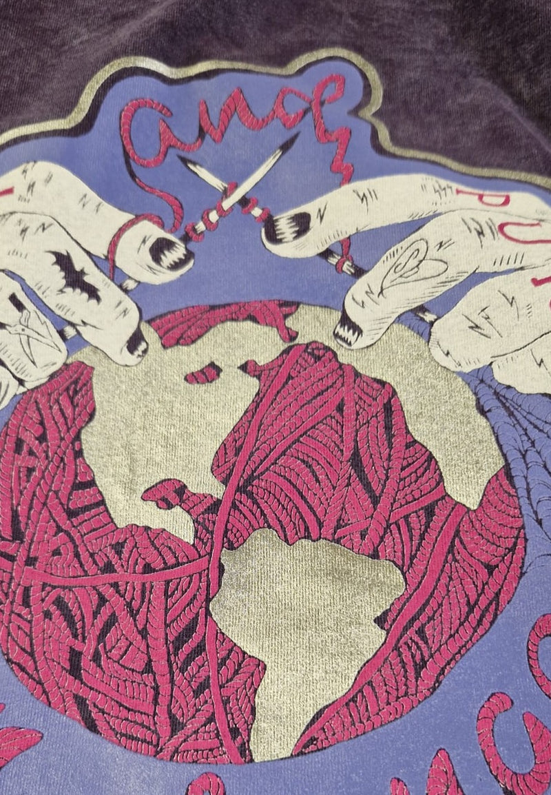 Knit and Purl Can Change The World Lilac Attack Stonewash Shirt