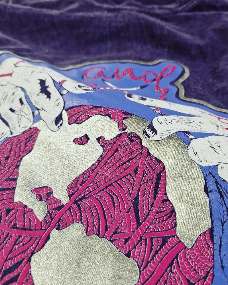 Knit and Purl Can Change The World Lilac Attack Stonewash Shirt