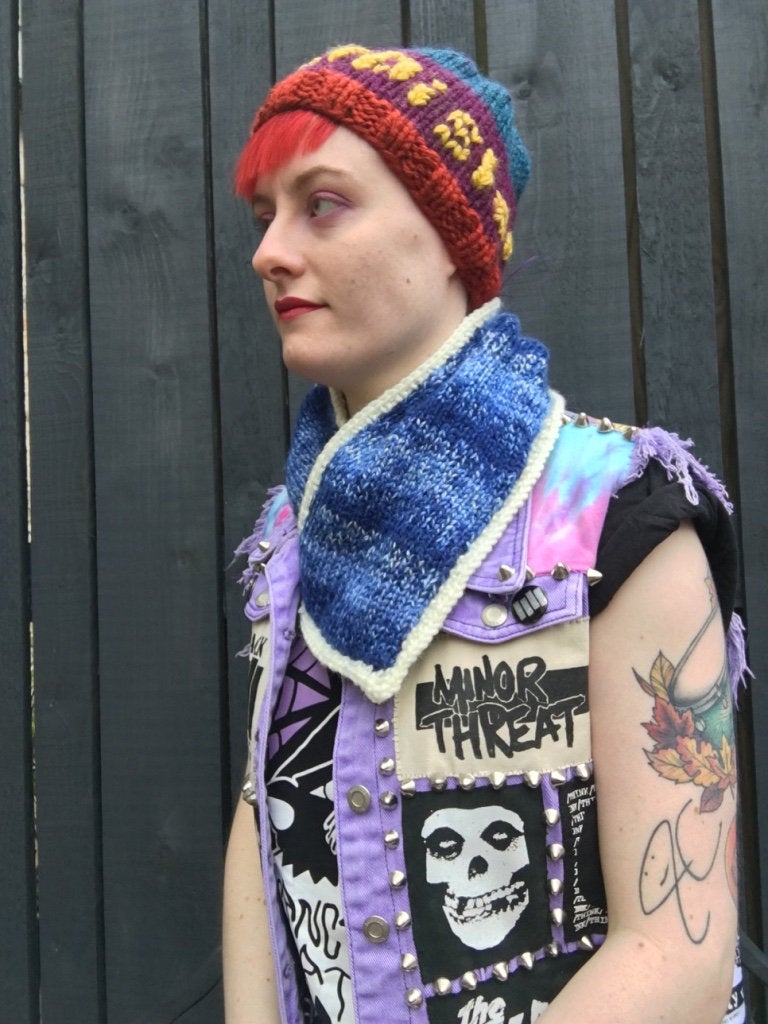 Machine Gun Blues Social Distortion Knitted Mini Striped Scarf