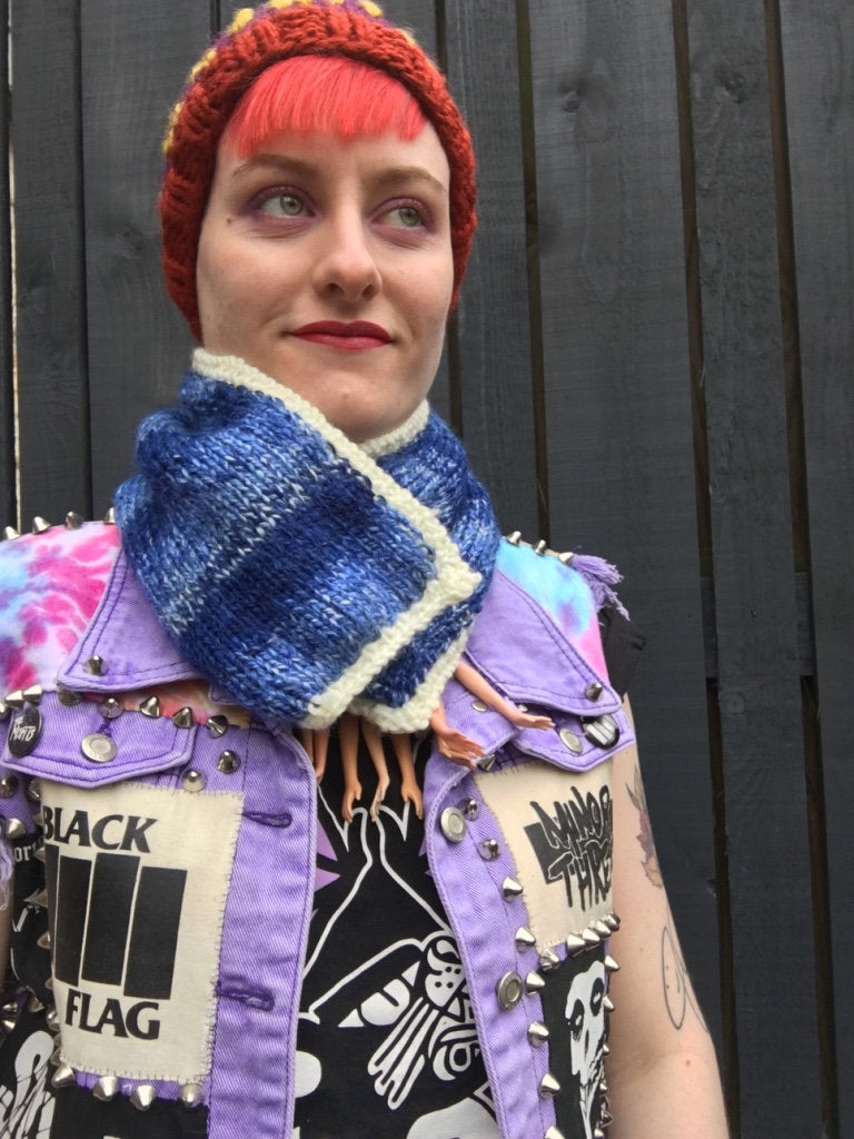 Machine Gun Blues Social Distortion Knitted Mini Striped Scarf
