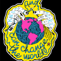 Orange Knit And Purl Can Change The World Skeinhead T-Shirt