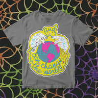 Ghoulish Grey Knit And Purl Can Change The World Skeinhead T-Shirt