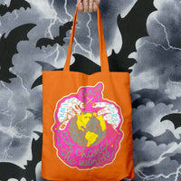 Orange Knit And Purl Can Change The World Skeinhead Tote Bag