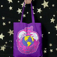 Potions Purple Knit And Purl Can Change The World Skeinhead Tote Bag