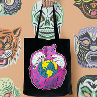 Knit And Purl Can Change The World Skeinhead Tote Bag