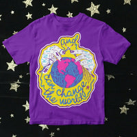 Knit and Purl Can Change The World Purple T-Shirt SECONDS
