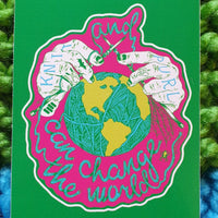 Halloween Green Knit and Purl Can Change The World Sticker Pack