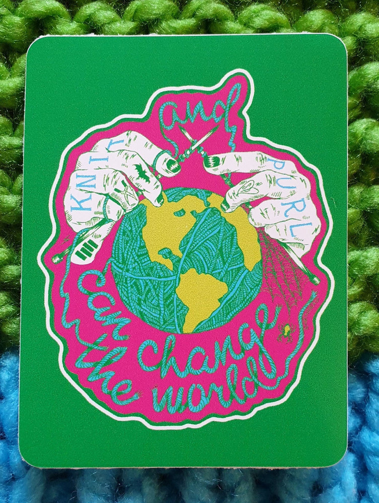 Halloween Green Knit and Purl Can Change The World Sticker Pack