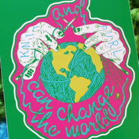 Halloween Green Knit and Purl Can Change The World Sticker Pack