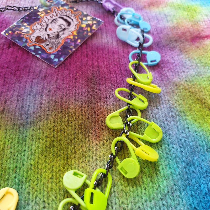 Hesitant Alien Gerard Way Stitch Marker Row Counter Knitting Crochet Punk Necklace