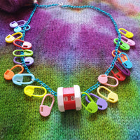 Keep Yourself Alive Stitch Marker Knitting Crochet Necklace