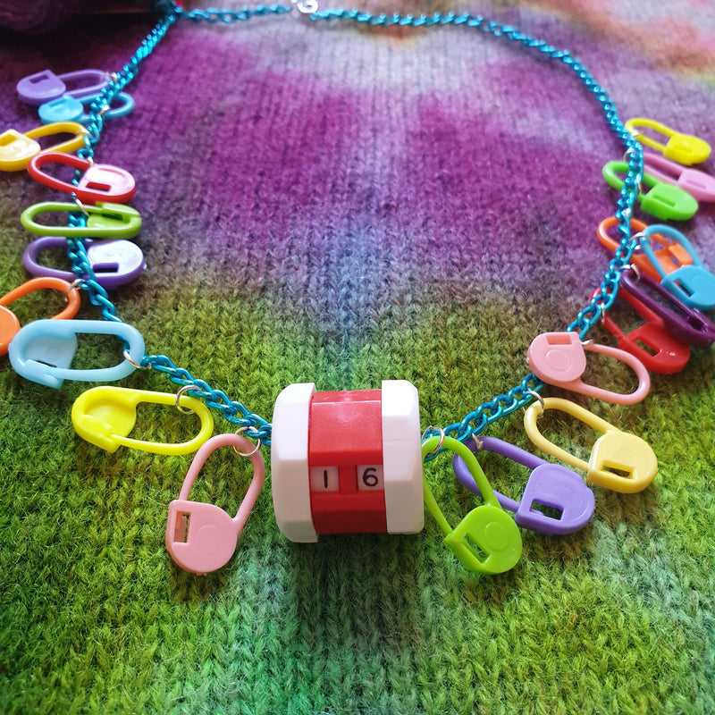 Keep Yourself Alive Stitch Marker Knitting Crochet Necklace