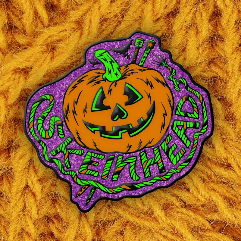 Skeinhead Halloween Pumpkin Pin