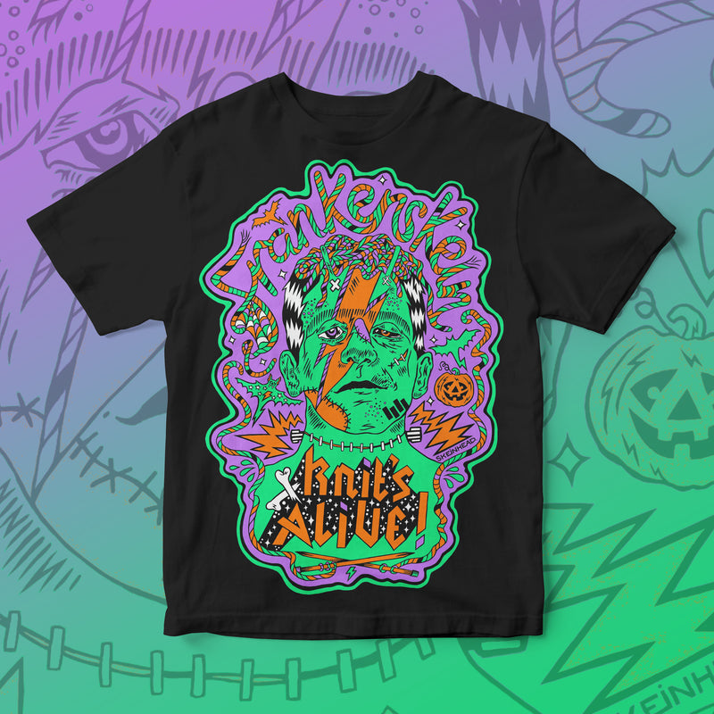 Knit's Alive! Frankenskein Monster Halloween T-Shirt